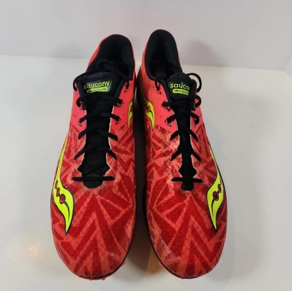 Saucony Men's Havok XC Running Shoes With Spikes 11.5 Vizi Red Citron S29029-3 - Picture 3 of 10